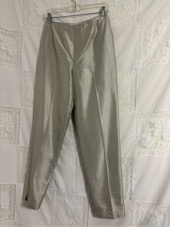 Jones New York Pants - 100% Silk Metallic Textured Boho‎ Chic High Rise Dress Pants Size 6